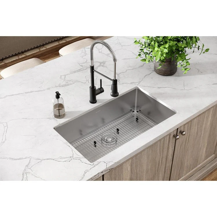 Kitchen Sink Crosstown 33 x 22 Inch Single Bowl Kit with Grid 1 Hole Polished Satin Drop-In Undermount Stainless Steel - Frankwebs
