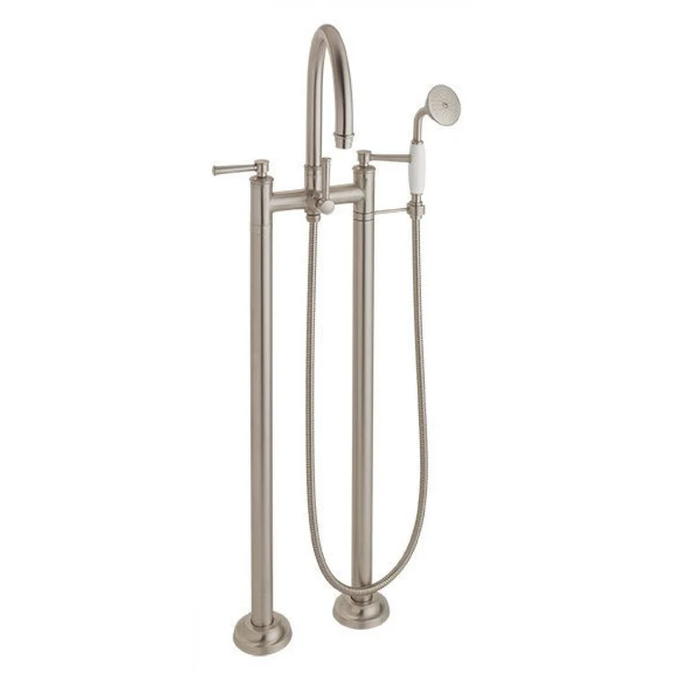 Tub Filler Palomar Traditional Floor Mount with Handshower 7 Inch Spread 3 Series 48 Cross Satin Nickel 2 Hole - Frankwebs