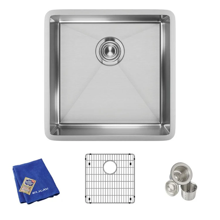 Kitchen Sink Crosstown 18.5 x 18.5 Inch Single Bowl Kit Polished Satin Undermount - Frankwebs