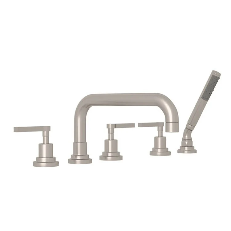 Tub Filler Lombardia Deck Mount with Handshower 3 Metal Lever U-Spout Matte Black - Frankwebs