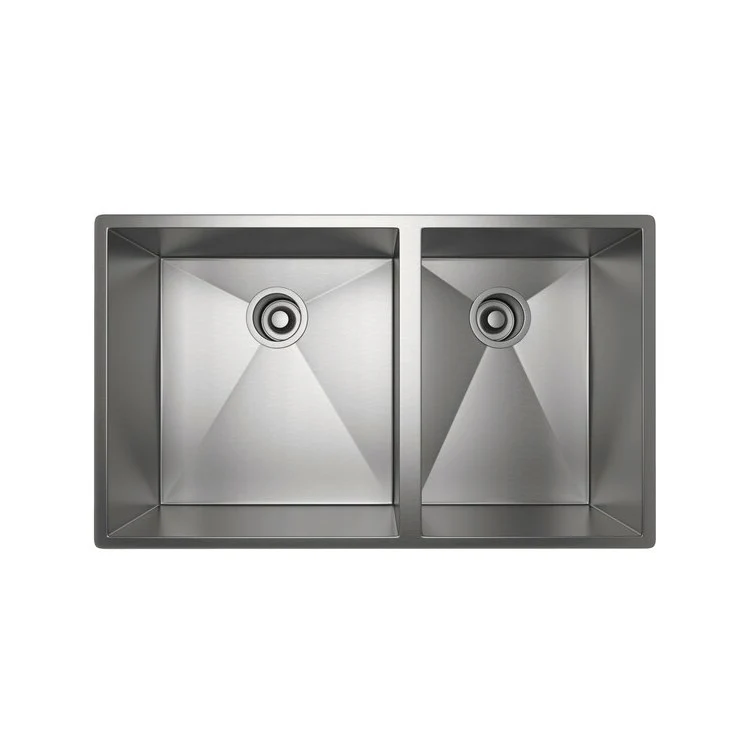 Kitchen Sink Forze 31 Inch Double Bowl 2 Hole Brushed Stainless Steel Undermount/Drop-In Rectangle - Frankwebs