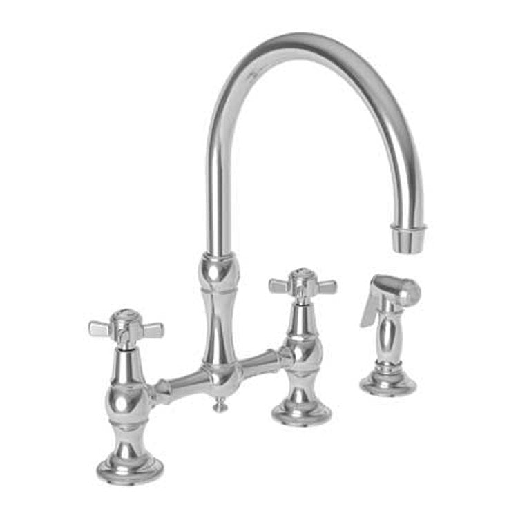 Kitchen Faucet Fairfield Bridge 8 Inch Spread 2 Cross ADA Antique Nickel Side Spray Spout Height 9 Inch Spout Reach 9 Inch 1.8 Gallons per Minute - Frankwebs