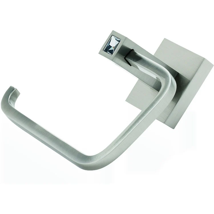 Toilet Paper Holder Contemporary ll Crystal Bath Single Post Satin Nickel Brass 5-1/2 Inch 2-3/8 Inch Wall Mount - Frankwebs