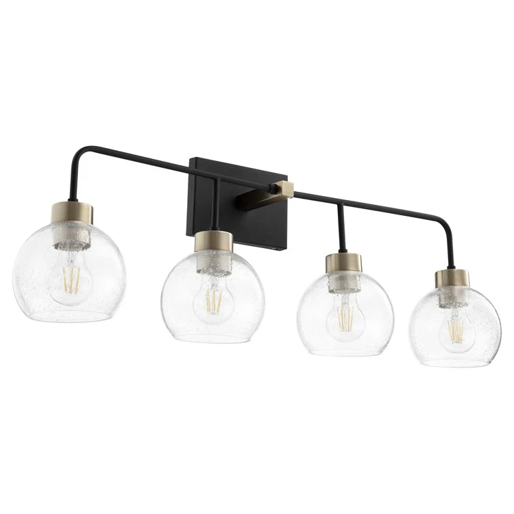 Lacy Four-Light Bathroom Wall Sconce with Clear Seeded Glass Shades - Frankwebs