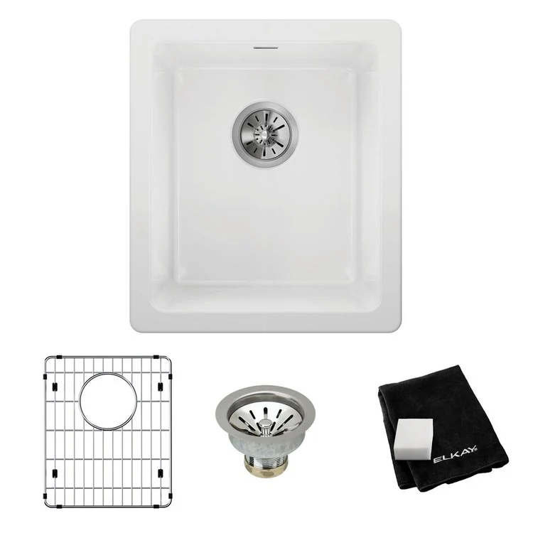 Sink Kit Fireclay Bar Sink Kit 16.5 x 19 Inch Single Bowl White Bottom Grid Drain and Cleaning Kit - Frankwebs