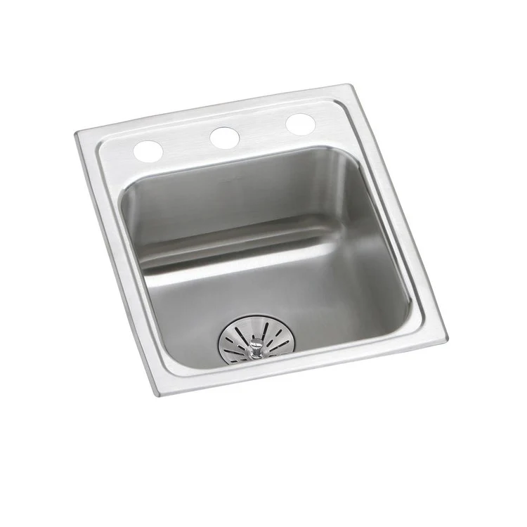 Kitchen Sink Lustertone Classic 13 x 16 Inch Single Bowl with Perfect Drain MR2 Hole ADA Lustrous Satin Drop-In Square Drain Location Center Depth 6-1/2 Inch Bottom Only Pads - Frankwebs