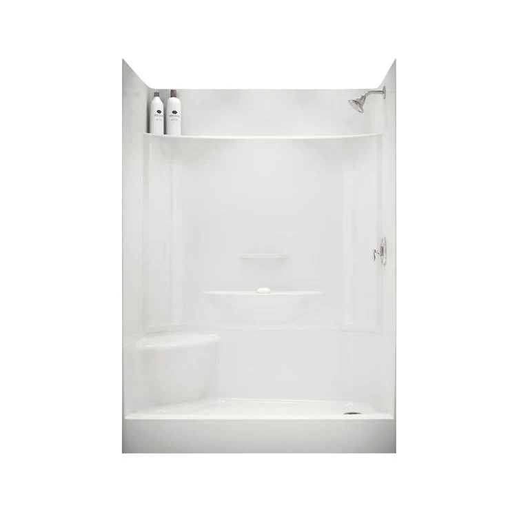 Shower KDS Rectangular White 59-3/4 x 59-3/4 x 80-1/8 Inch Fiberglass No Seat Center Drain 59-3/4 Inch - Frankwebs