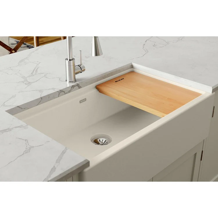 Kitchen Sink Quartz Luxe 36 x 21.5 Inch Single Bowl Perfect Drain Parchment Farmhouse - Frankwebs
