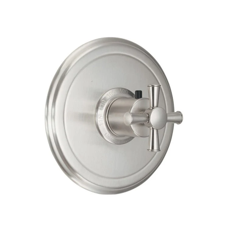 Thermostatic Trim Miramar Round 3/4 Inch 1 Cross Satin Nickel Brass - Frankwebs