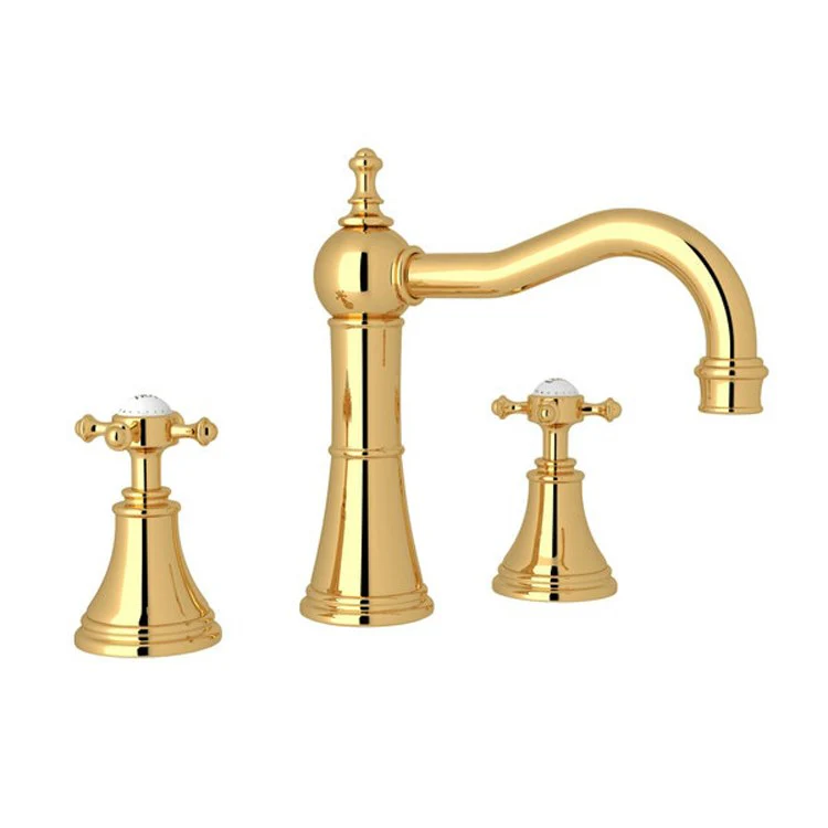 Lavatory Faucet Georgian Era 2 Cross English Gold 1.2 Gallons per Minute Swivel Column Spout - Frankwebs