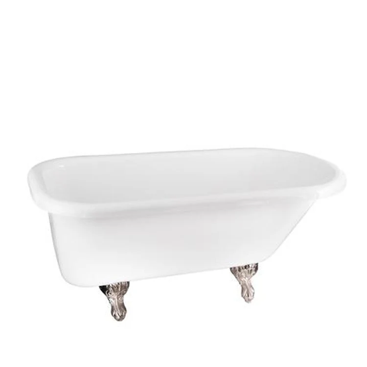 Freestanding Tub Anthea 60 Inch Double Roll Top Oval Acrylic Bisque/Polished Chrome Ball and Claw Feet 3-3/8 Inch Center Faucet Holes Rolled Rim - Frankwebs