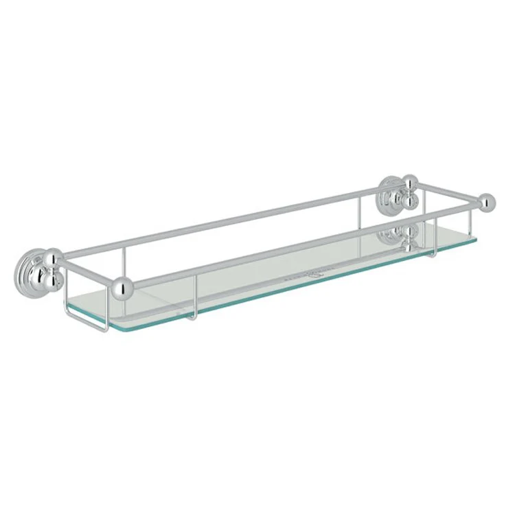 Wall Shelf Edwardian Polished Nickel 20 Inch Brass/Tempered Glass - Frankwebs