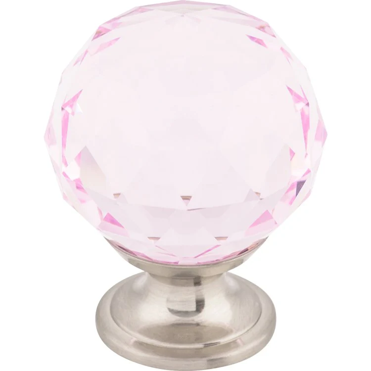 Knob Crystal Pink for Decorative Hardware Brushed Satin Nickel Brass 1-3/8 Inch 1-3/4 Inch - Frankwebs