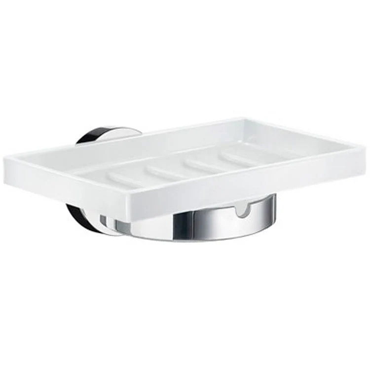 Soap Dish Home with Holder Polished Chrome Wall Mount Rectangle Porcelain 4-5/6 x 3-3/4 x 1-8/9 Inch - Frankwebs