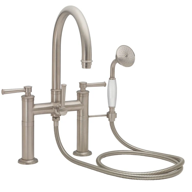 Tub Filler Palomar Traditional Deck Mount with Handshower 7 Inch Spread 3 Series 35 Lever ADA Polished Chrome 2 Hole - Frankwebs