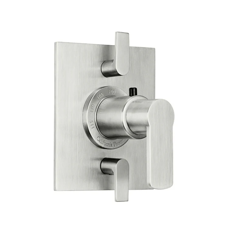 Thermostatic Trim Arpeggio Rectangular with Dual Volume Control 3 Lever Polished Chrome ADA for Requires Rough Valve TH52-R Or TH52D2-R Handles and Escutcheon Brass - Frankwebs