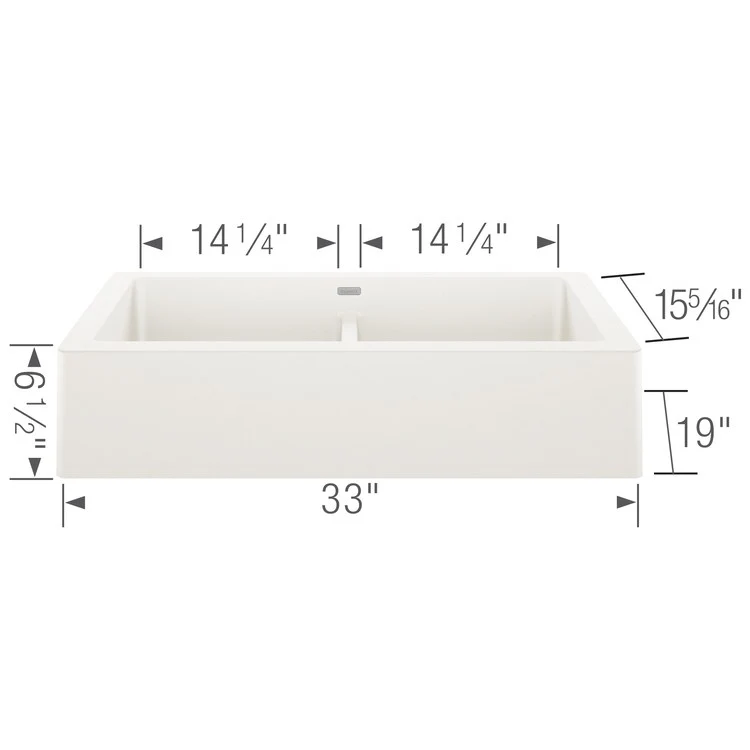 Kitchen Sink Vintera 33 x 19 Inch Double Bowl White Apron Front Rectangle - Frankwebs
