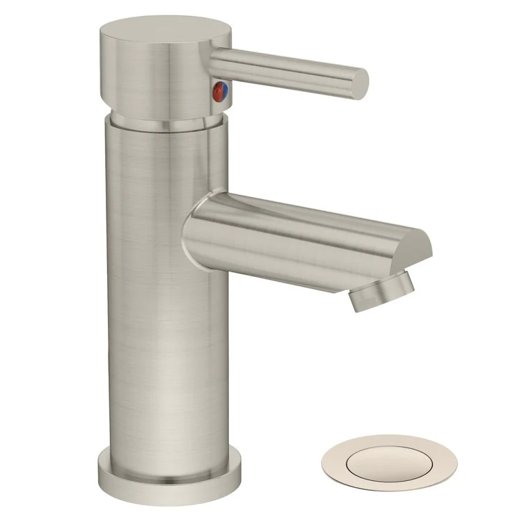 Lavatory Faucet Dia Round 1 Lever ADA WaterSense Satin Nickel 1.0 Gallons per Minute Metal Push Pop 1 Hole - Frankwebs