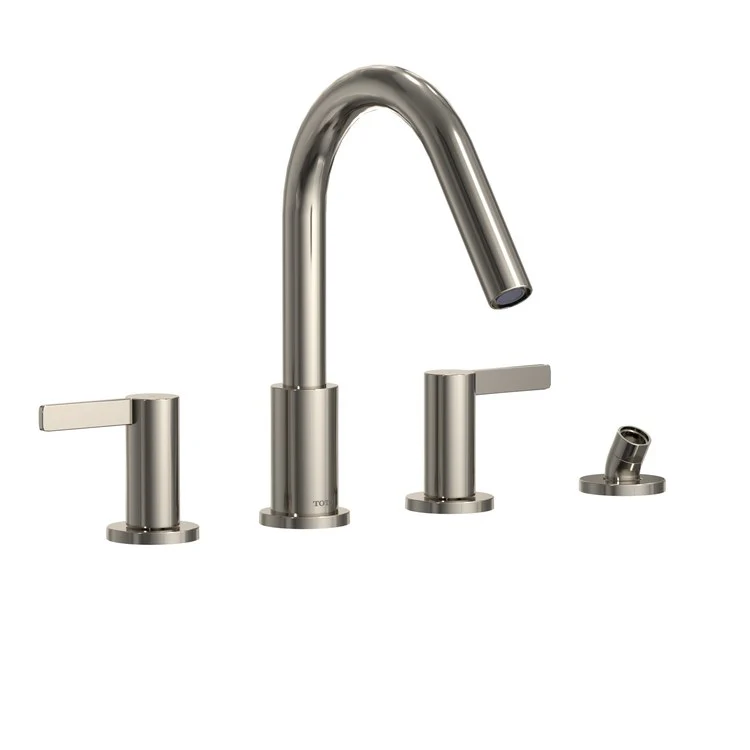 Roman Tub Trim GF Includes Handshower Outlet and Hose Less Handshower 2 Lever Polished Nickel ADA 8-11/16 Inch Reach - Frankwebs