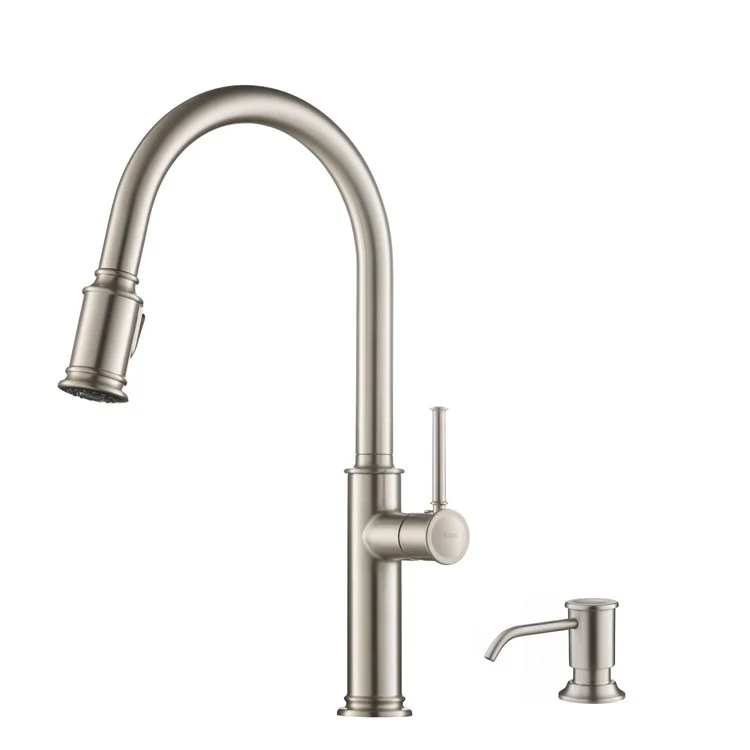 Sellette Single Handle Pull Down Kitchen Faucet with Deck Plate and Soap Dispenser - Frankwebs