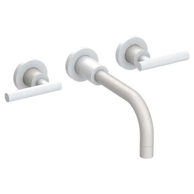 East Linear Two Handle Wall-Mount Bathroom Faucet with Lever Handles - White - Frankwebs