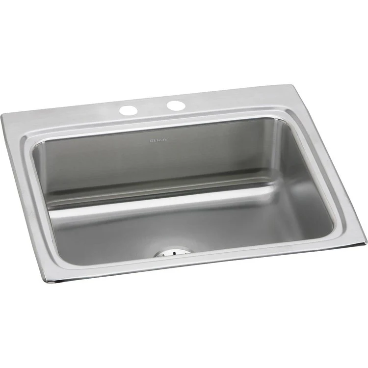 Kitchen Sink Lustertone Classic 25 x 22 Inch Single Bowl with Perfect Drain 2 Hole Lustertone Top Mount Stainless Steel Drain Location Center Sides and Bottom Pads - Frankwebs