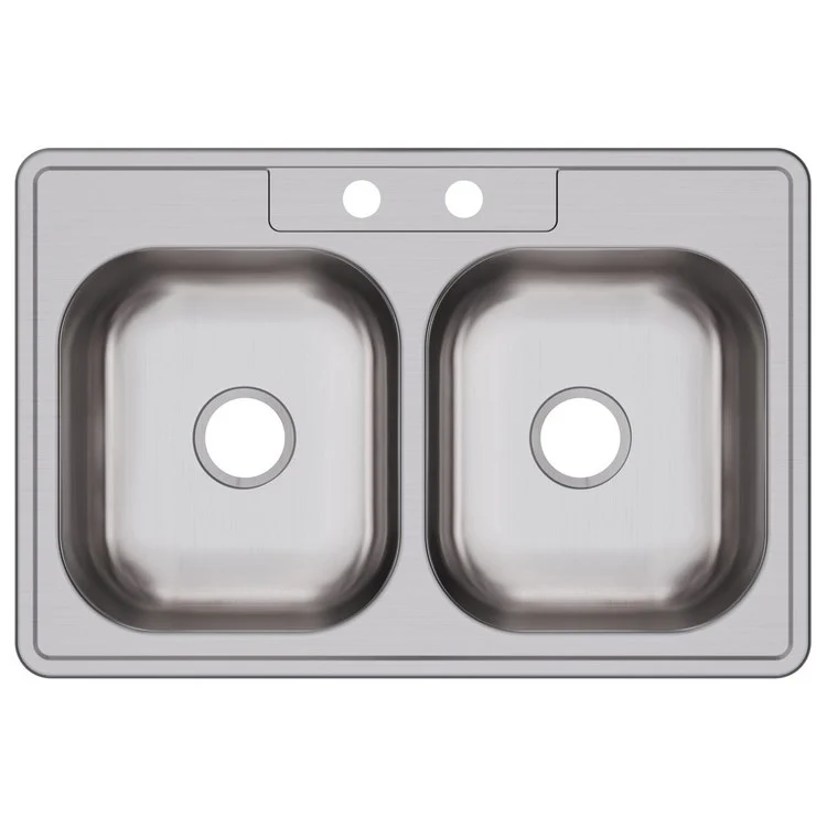 Kitchen Sink Dayton 33 x 22 Inch Double Bowl Equal 2 Hole ADA Satin Drop-In Rectangle Drain Location Center Depth 6 Inch Multiple of 10 Bottom Only Pads - Frankwebs