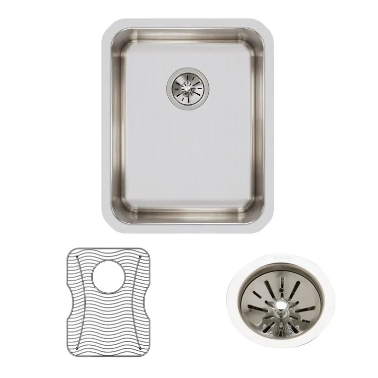 Kitchen Sink Lustertone Classic 16.5 x 20.5 Inch Single Bowl Kit Lustrous Satin Undermount Drain Location Rear Center - Frankwebs