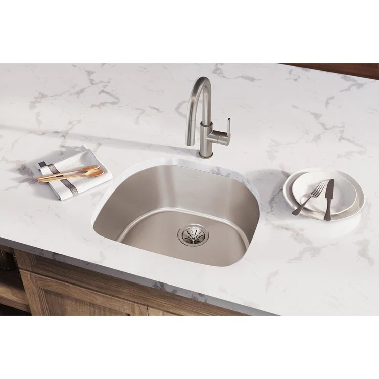 Kitchen Sink Lustertone Iconix 23.625 x 21.25 Inch Single Bowl Luminous Satin Undermount Drain Location Rear Center - Frankwebs