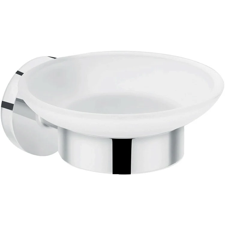 Soap Dish Logis Universal Chrome Wall Mount Round Glass 4-3/4 x 4-1/4 x 2-1/3 Inch - Frankwebs