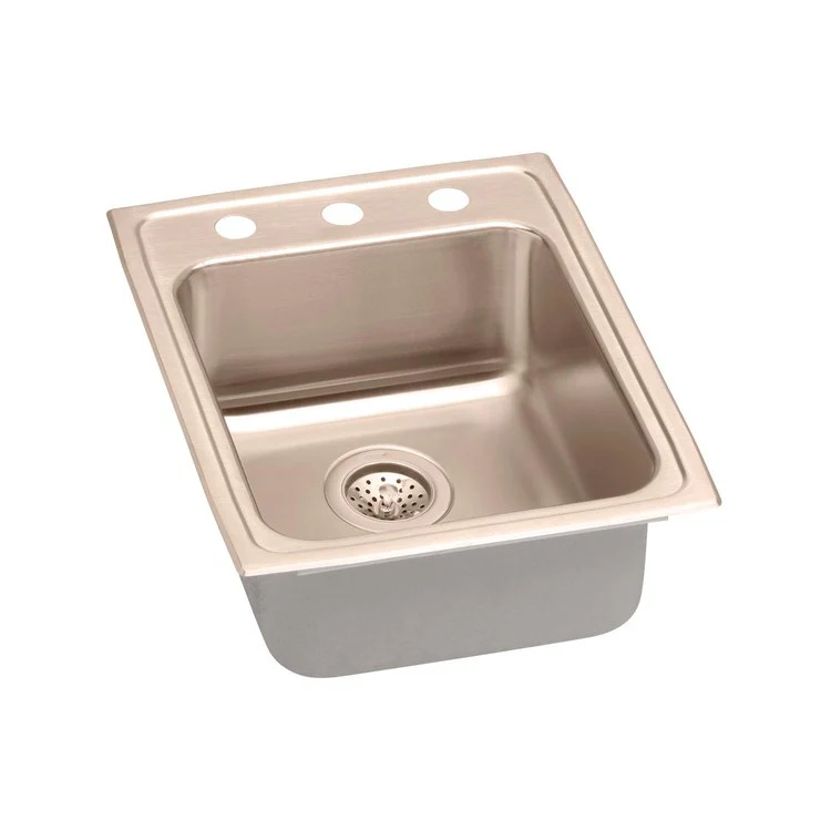 Kitchen Sink 17 x 22 Inch Single Bowl MR2 Hole ADA Copper Drop-In Rectangle Drain Location Rear Center Depth 4-1/2 Inch Bottom Only Pads - Frankwebs