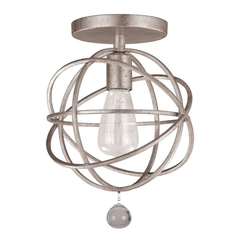 Solaris Single-Light Silver Flush Mount Ceiling Fixture - Frankwebs