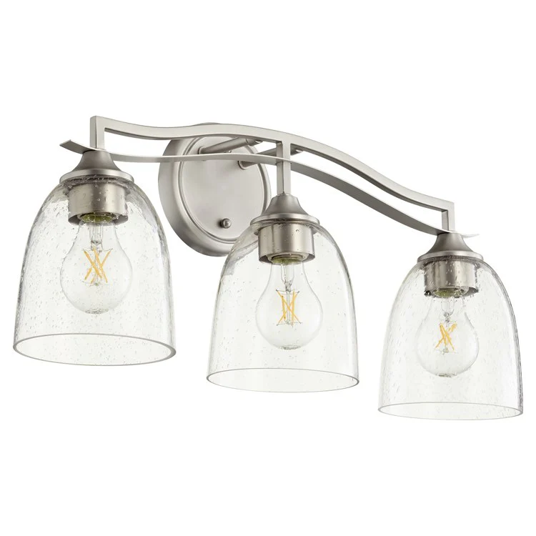 Jardin Three-Light Bathroom Vanity Fixture with Clear Seeded Glass Shades - Frankwebs