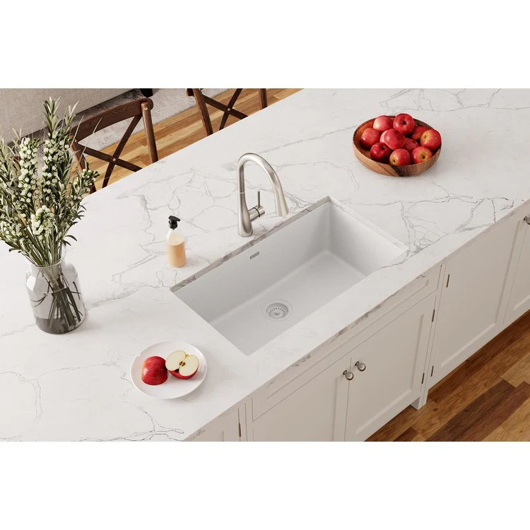 Kitchen Sink Quartz Classic 33 x 18.5 Inch Single Bowl White Undermount - Frankwebs