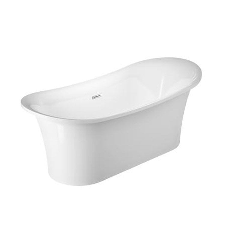 Freestanding Tub Nydia 72 Inch Oval Acrylic White/White Drain and Overflow No Faucet Holes - Frankwebs
