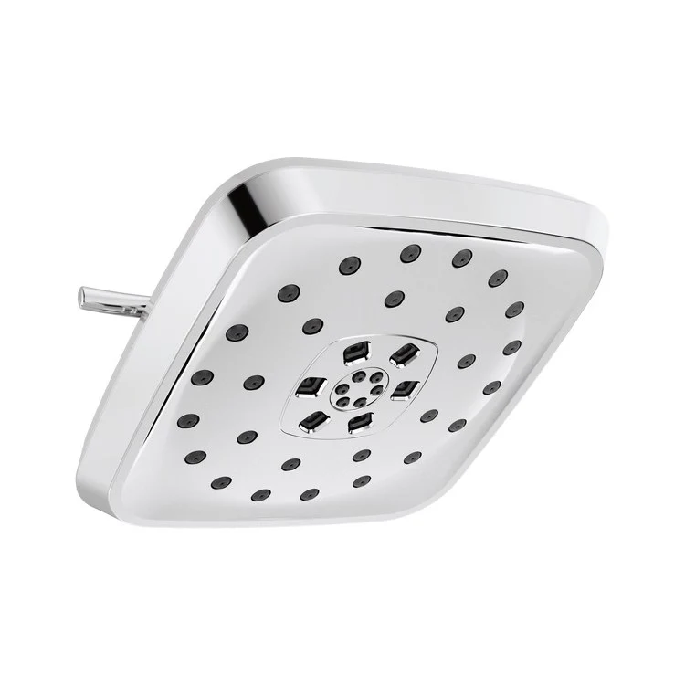 Showerhead Universal Showering Components 4 Function Rounded Edge Square with H2Okinetic Technology Lumicoat Black Stainless 7-11/16 Inch 1.75 Gallons per Minute H2Okinetic PowerDrench Spray Massaging Spray H2Okinetic UltraSoak Spray and Pause - Frankwebs