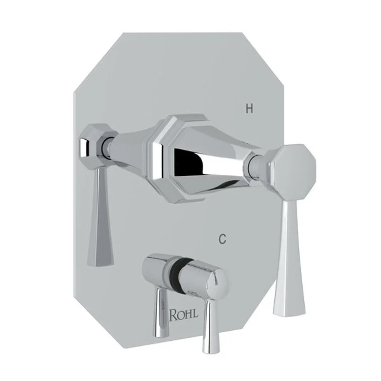 Pressure Balance Valve Trim Deco 1/2 Inch with Diverter 2 Lever Satin Nickel - Frankwebs