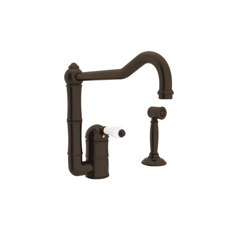 Kitchen Faucet Acqui with Sidespray Column Spout and Extended Spout 1 Porcelain Lever Italian Brass 1.5 Gallons per Minute - Frankwebs