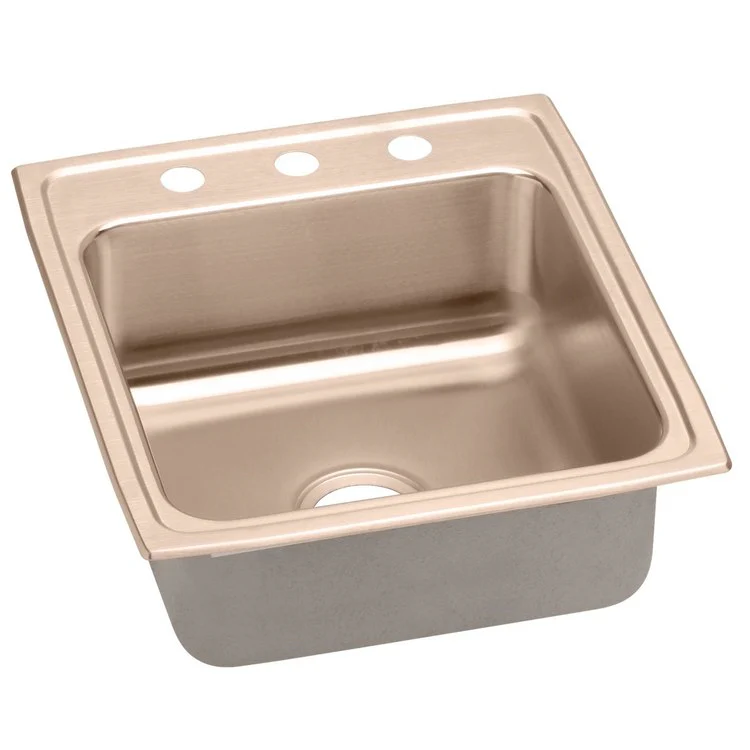 Kitchen Sink 19.5 x 22 Inch Single Bowl 1 Hole ADA Copper Drop-In Rectangle Drain Location Rear Center Depth 6 Inch Full Spray Sides and Bottom - Frankwebs