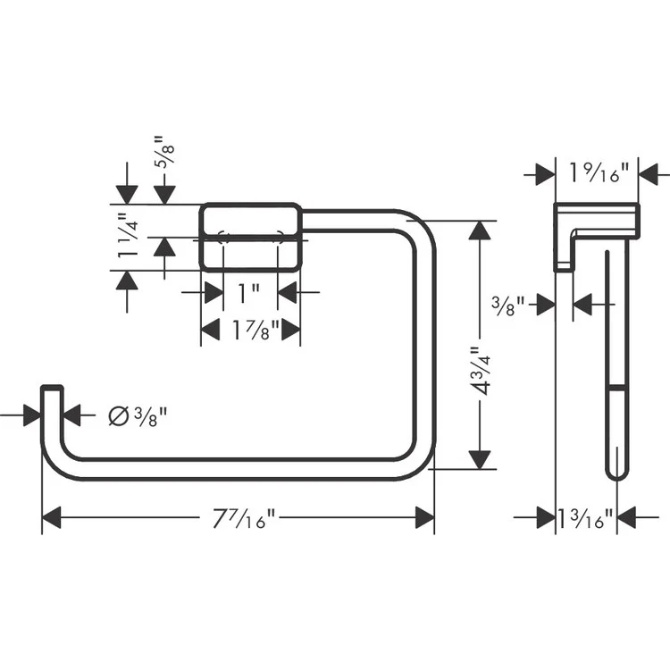 Towel Ring AddStoris 7 Inch Rectangular Chrome Metal 1-9/16 Inch - Frankwebs