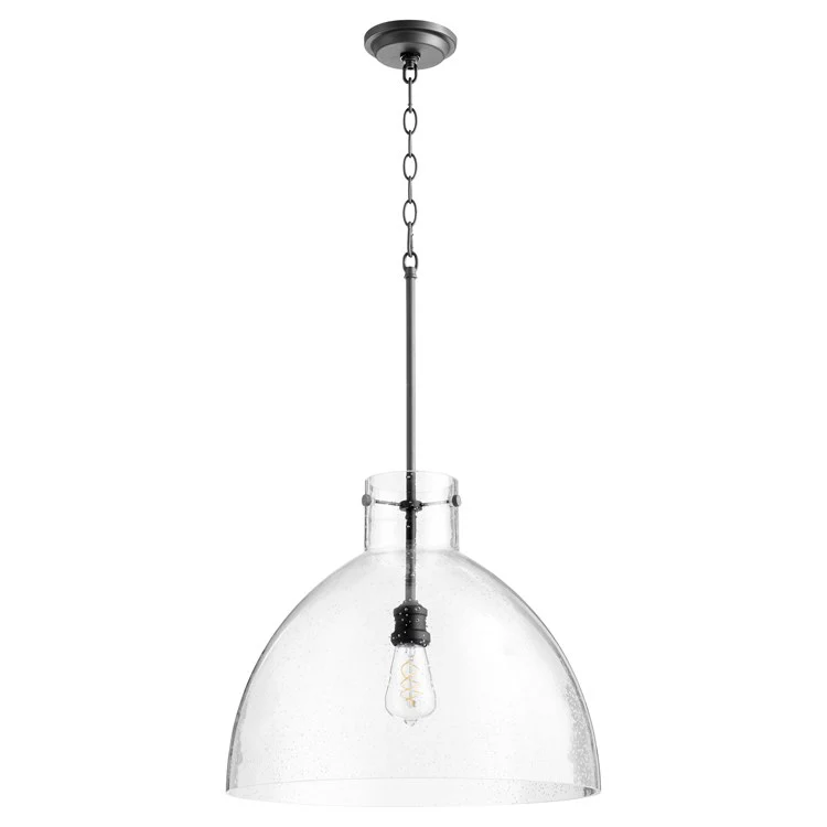 Single-Light Pendant with Clear Seeded Glass Dome Shade - Frankwebs