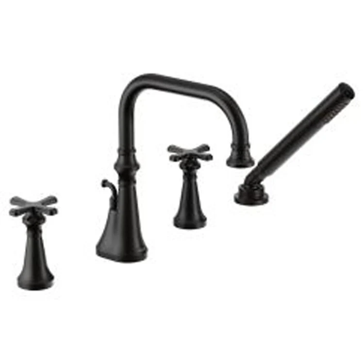 Roman Tub Trim Colinet with Diverter 2 Cross Matte Black ADA 12-13/16 Inch Spread 1.75 Gallons per Minute - Frankwebs