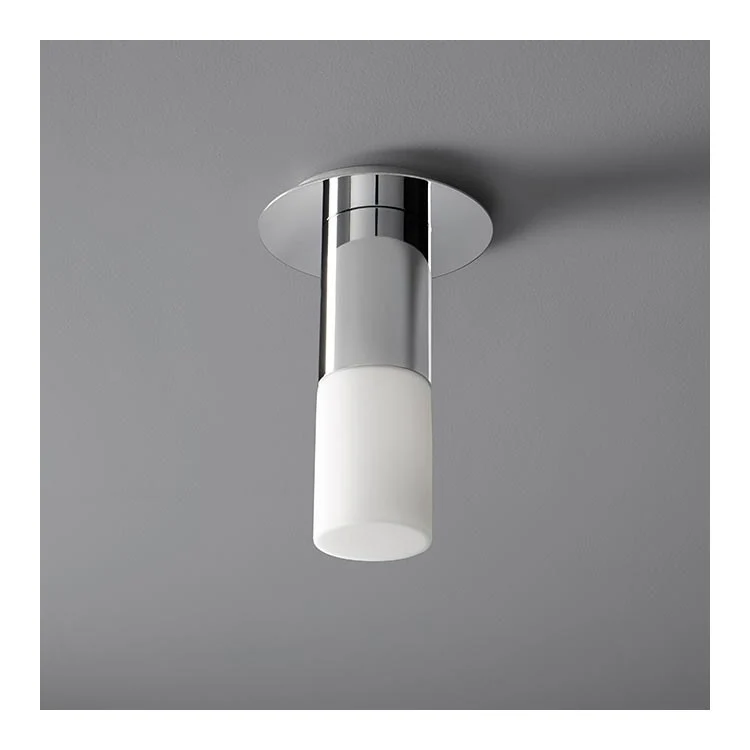 Pilar Single-Light Small LED Flush Mount Ceiling Fixture with Glass Shade - Polished Chrome - Frankwebs