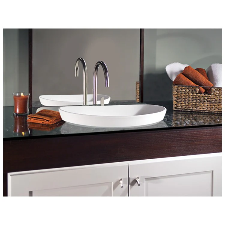 Lavatory Sink Elise Semi-Recessed 22 x 14 Inch Oval White Gloss - Frankwebs