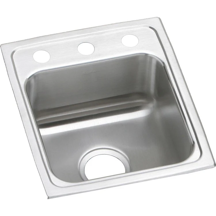 Kitchen Sink Lustertone Classic 13 x 16 Inch Single Bowl 3 Hole ADA Lustrous Satin Drop-In Square Drain Location Center Depth 5-1/2 Inch Bottom Only Pads - Frankwebs