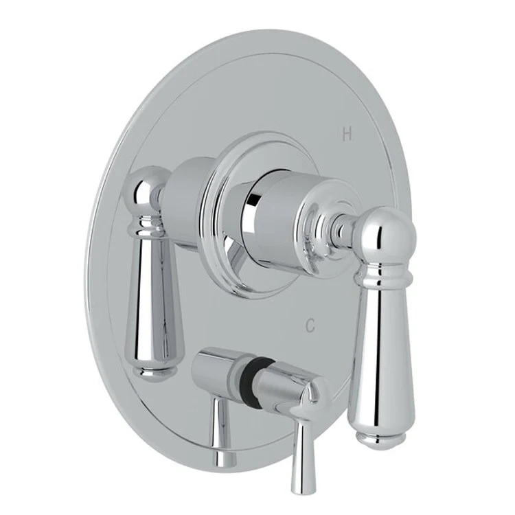 Pressure Balance Valve Trim Edwardian 1/2 Inch with Diverter 2 Lever Polished Nickel - Frankwebs