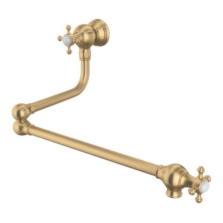 Pot Filler Edwardian Wall Mount Swing Arm 2 Cross Satin Nickel - Frankwebs