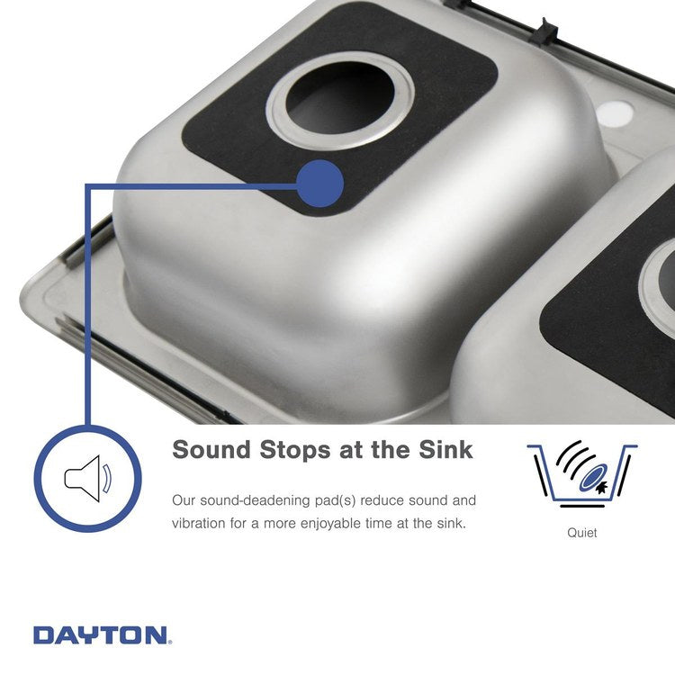 Kitchen Sink Dayton 33 x 21.25 Inch Double Bowl Equal MR2 Hole ADA Satin Top Mount Rectangle Drain Location Center Depth 6-4/7 Inch Bottom Only Spray - Frankwebs