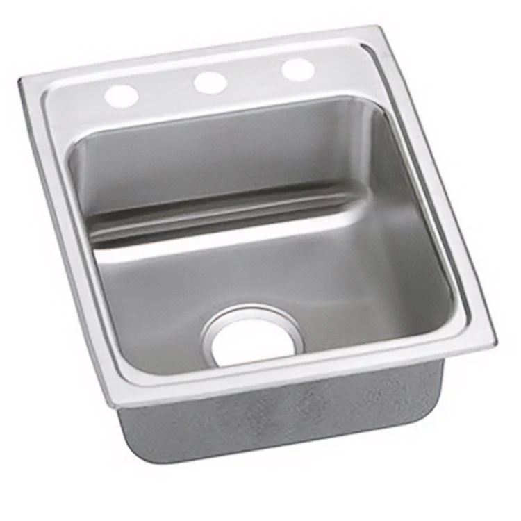 Kitchen Sink Lustertone Classic 17 x 20 Inch Single Bowl MR2 Hole ADA Lustrous Satin Drop-In Rectangle Drain Location Rear Center Depth 5 Inch Quick Clip Mounting System Bottom Only Pads - Frankwebs