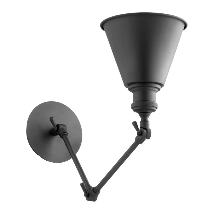 Single-Light Adjustable Swing Arm Wall Sconce with Metal Cone Shade - Frankwebs